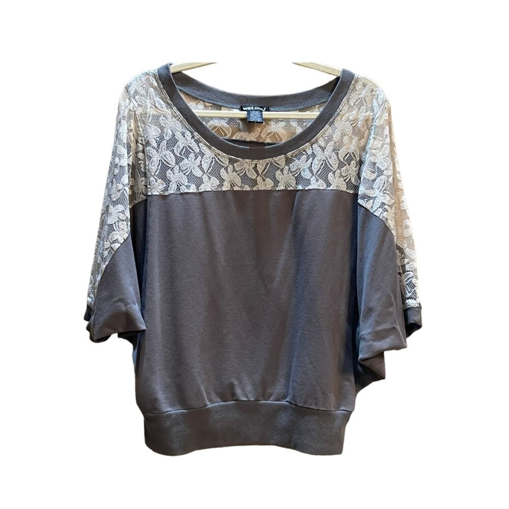 Wet Seal Top Butterflies Lace & Butterfly Sleeves Size Large